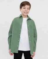 Рубашка джинсовая хаки Button Blue, школьная форма для мальчиков  фото, kupilegko.ru